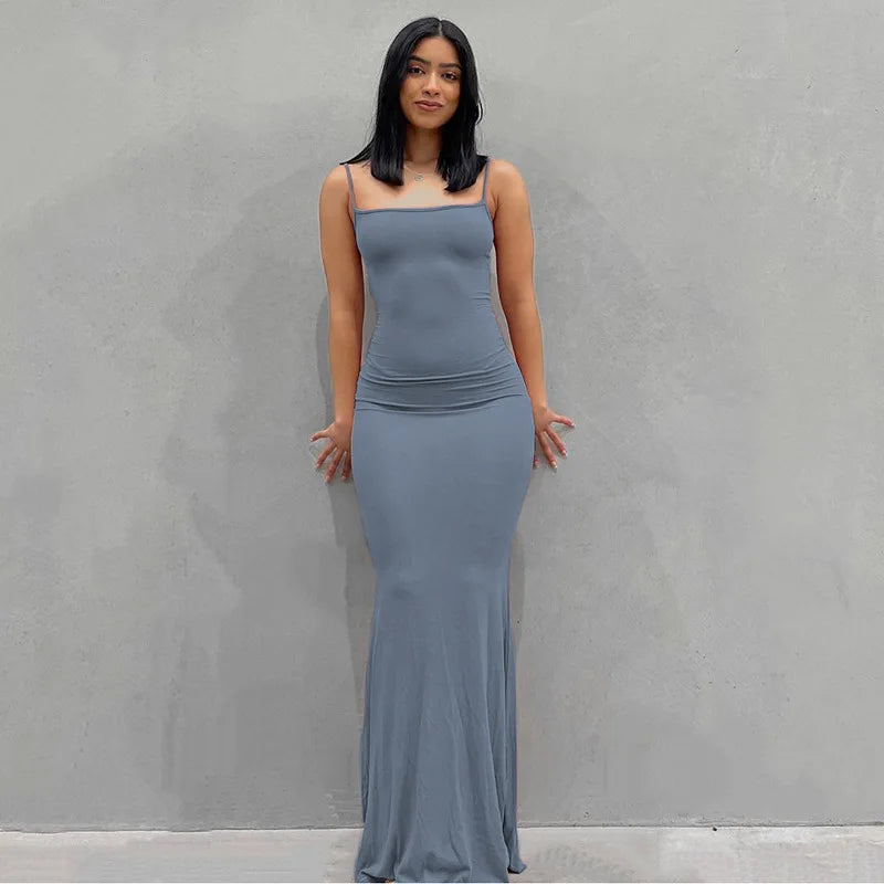 Sayana Satin Slip Sleeveless Maxi Dress