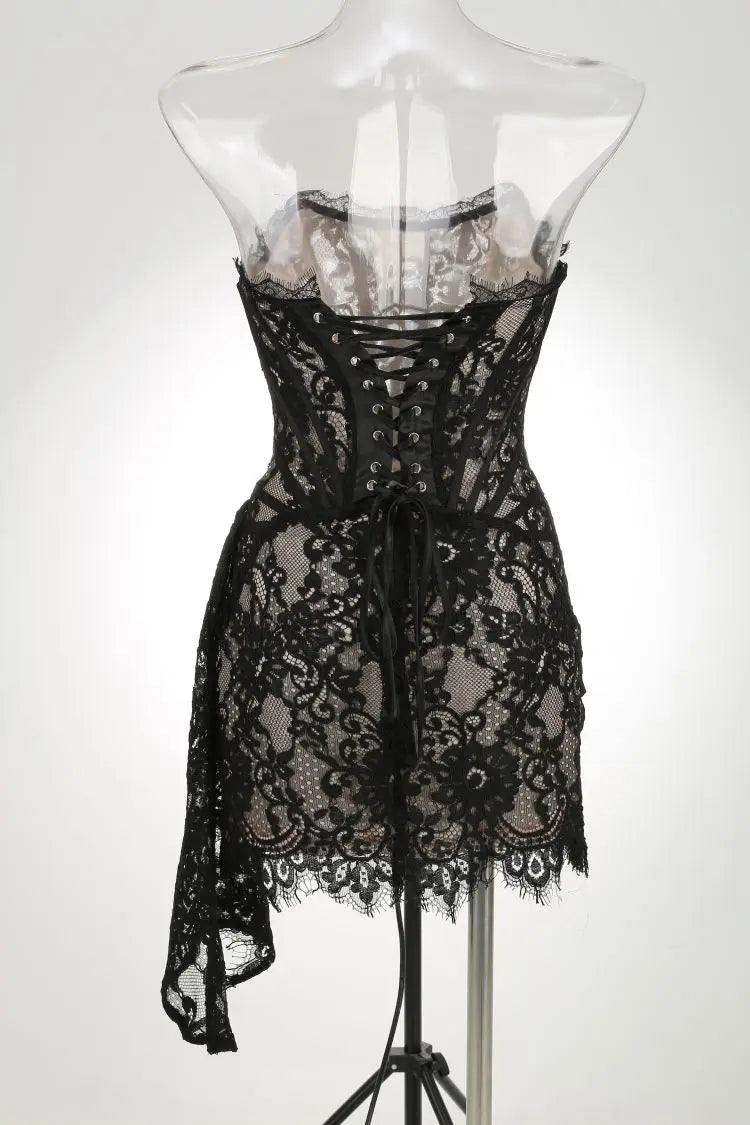 Kehlani Lace Drape Mini Dress