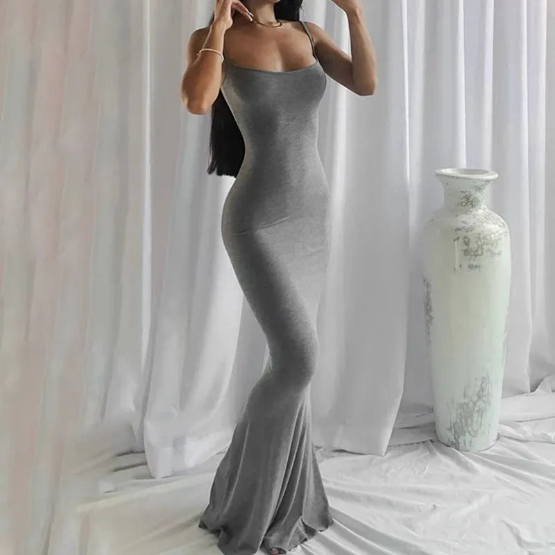 Sayana Satin Slip Sleeveless Maxi Dress