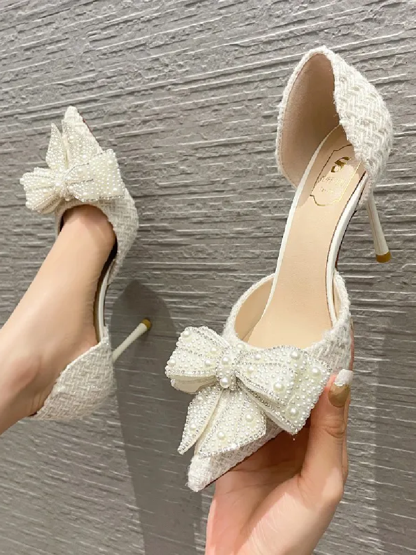 Cecelia Pearl Crystal Bowtie Shoes