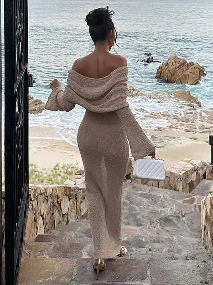 Kayleen Knit Off Shoulder Maxi Dress