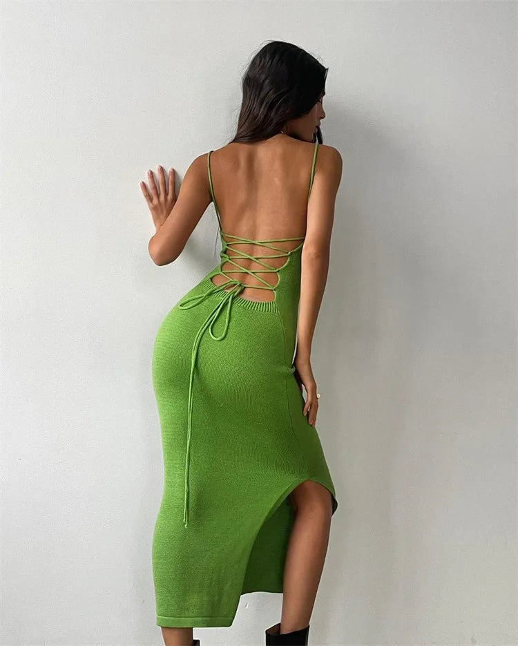 Mariana Sexy Backless Bandage Knitted Dress