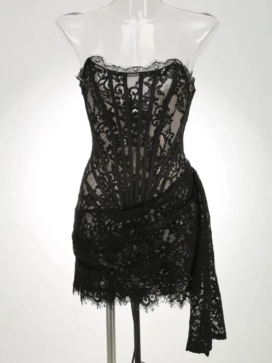 Kehlani Lace Drape Mini Dress