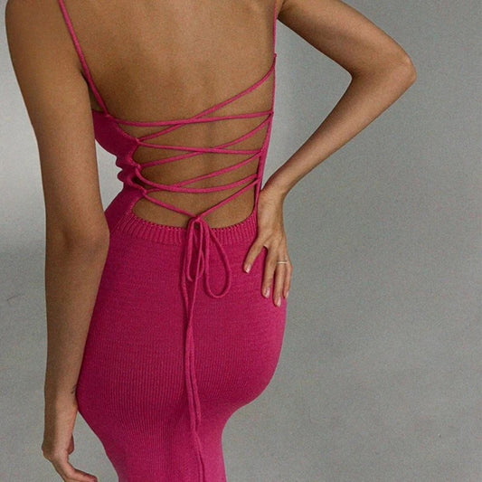 Mariana Sexy Backless Bandage Knitted Dress